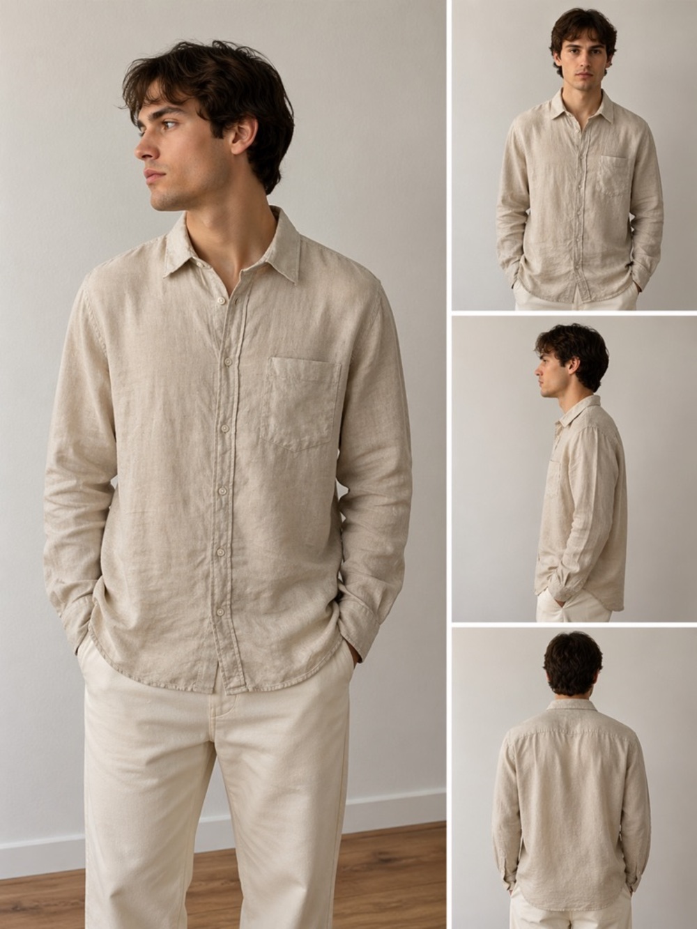 Men's H&M Beige linen Casual Shirt